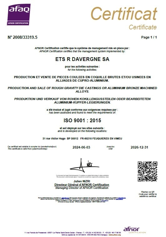 CERTIFICAT ISO 9001-2015
